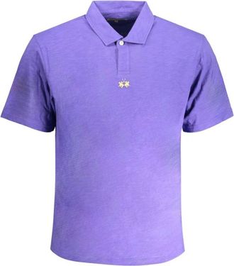 La Martina Viola Cotton Polo Shirt - Heren - Polos - Paars - M - Katoen - Tops