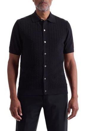 Bugatchi Short Sleeve Cardigan in Black at Nordstrom Rack, Size X-Large