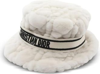 Dior 2010s Cannage hoed met logodetail - Wit