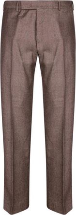 Pantaloni Torino Getailleerde Broek met Plooi - Heren - Nette broeken - Bruin - M - Leer - Broeken