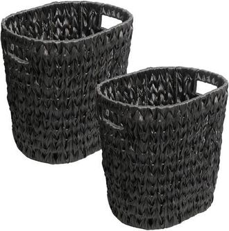 Happimess Resin 4.5-Gallon Tapered Oval Wicker Watebasket with Handles in Black at Nordstrom