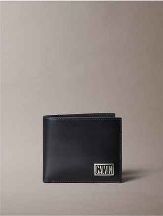Calvin Klein Mens Graphic Logo Billfold Coin Wallet - Black