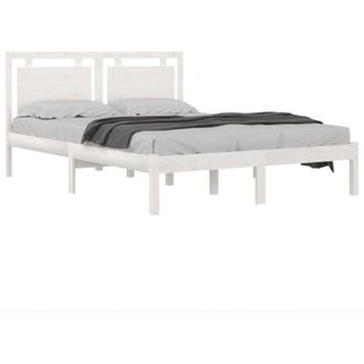 vidaXL Estructura De Cama De Madera Maciza Blanca 140x200 Cm Vidaxl