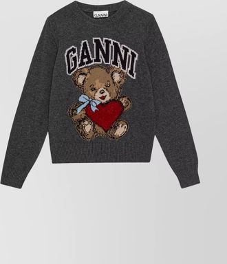 Ganni bear wool crewneck sweater