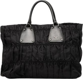Prada Pre-owned Tessuto Tote Bag - Dames - Vintage Shopper - Zwart - ONE Size - Leer - Vintage