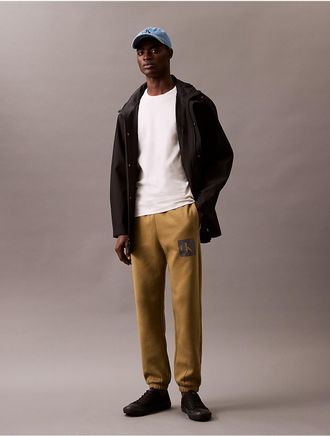 Calvin Klein Mens Metallic Archive Logo Jogger - Brown - XS