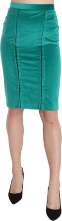 Gianfranco Ferre Womens Pencil Skirt Teal Velvet Silk - Size EU 40 (Womens)