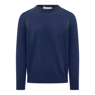 Amaranto Round-neck Knitwear, male, Blue, Size: XL Wool Crewneck Sweater