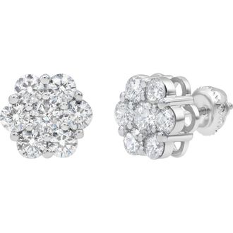 LuvMyJewelry Fawn 14K White Gold Flower Cluster Diamond Unisex Earrings - 2.53 Ct at Nordstrom