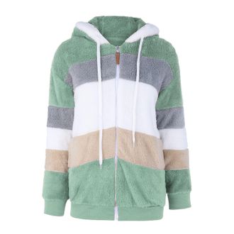 Generic Teddy Fleece Jacket Women Full Zip Hoodies Fluffy Ladies Jackets Sherpa Lined Hooded Sweatshirt Plus Size Long Sleeve Cardigan Coat with Pockets Therm