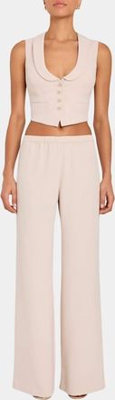 Amanda Uprichard Mariko Wide Leg Pants In Bone