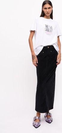 Ganni Black Corduroy Maxi Skirt - Size 32 Elastane
