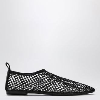 Senso Ebony-colored mesh fabric ballet flats