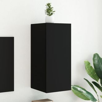 vidaXL Vidaxl - Mobile Tv A Parete Con Luci Led Nero 30,5x35x70 Cm