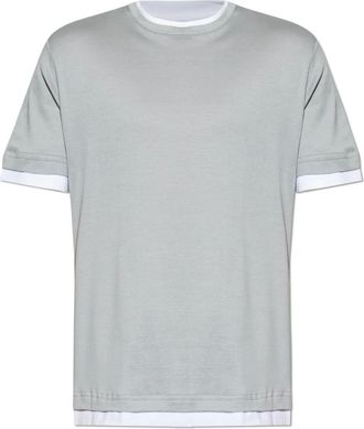 Eleventy Tops, Heren, Grijs, 2Xl, Katoen, Katoenen T-shirt met ronde hals