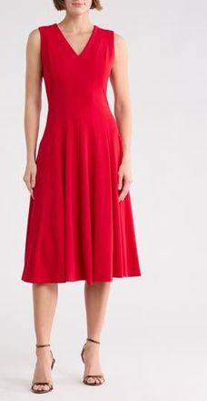 Calvin Klein Sleeveless Midi Dress in Red at Nordstrom Rack, Size 10