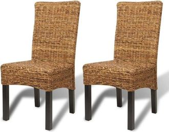 vidaXL Dining Chairs 2 pcs Abaca and Solid Mango Wood Vidaxl