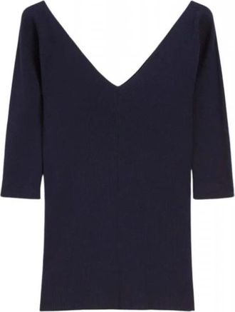 Max Mara Visita V-neck Jumper - Dames - V-hals truien - Blauw - L - Katoen - Truien & Vesten