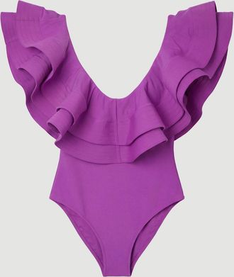 Karen Millen Womens Drama Frill Swimsuit - Purple polyamide - Size X-Small