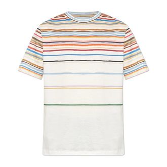 Paul Smith T-Shirts, male, Beige, Size: XL Painted Signature Stripe T-Shirt