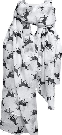 World of Shawls Women Scarf Horses Print Design Ladies Scarves Shawl Wrap Maxi Scarf Sarong (White)