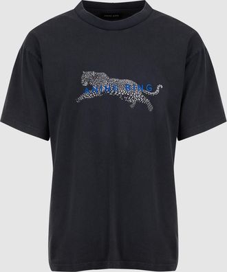 Anine Bing Tee Shirt Leopard Cade Washed Black
