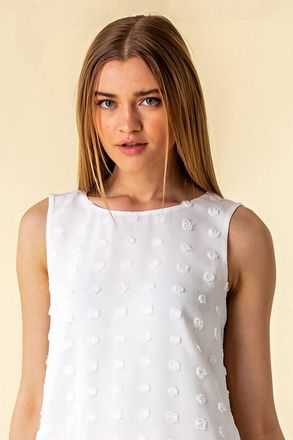 Roman Textured Spot Asymmetric Vest Top