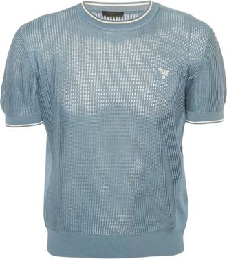 Prada T-shirt con logo traforato - Blu