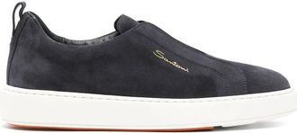Santoni Marineblauwe Slip-On Sneaker - Heren - Sneakers - Blauw - 44 1/2 EU - Su&egrave;de - Schoenen