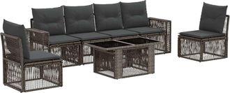 vidaXL Conjunto De Sof&aacute;s De Jard&iacute;n 7 Uds. Gris Y Gris Oscuro Vidaxl