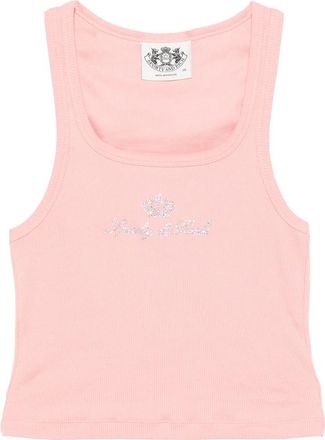 Sporty & Rich Juicy Rhinestone-embellished Cropped Tank Top