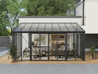 Vente-Unique Veranda in Alluminio e policarbonato con protezione UV 20,9 m&sup2; Antracite - MATHILDA