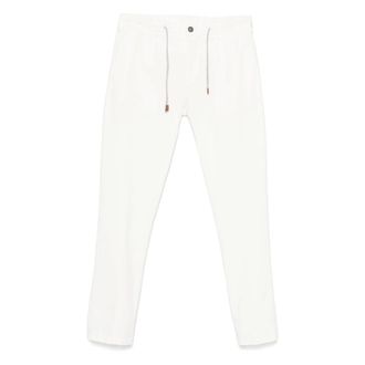 Eleventy Slim-fit Trousers, male, White, Size: W36 Drawsting Cotton Blend Trousers