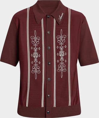 Amiri Men & apos;s Abstract Paneled Wool-Blend Short-Sleeve Shirt