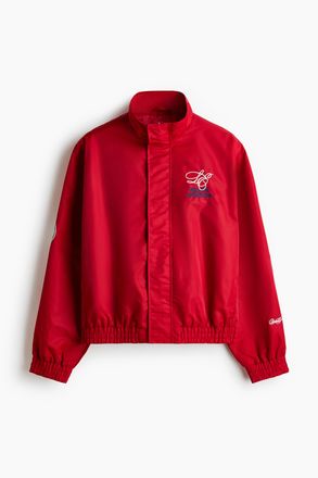 H&M Loose Fit Embroidered-motif nylon track jacket - Red