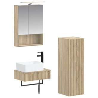 vidaXL Juego De Muebles De Ba&ntilde;o 4 Pcs Roble Sonoma 50 X 14,5 X 70 Cm Vidaxl