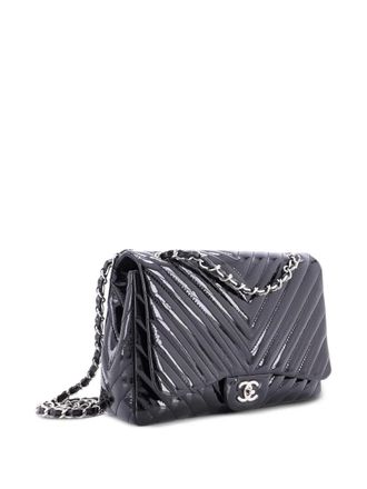 Chanel Classic Single Flap Bag Chevron Patent Maxi shoulder bag - Zwart