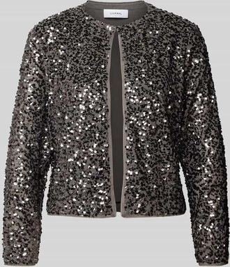 Comma Blazer mit Pailletten und Rundhalsausschnitt in Anthrazit, Größe 34