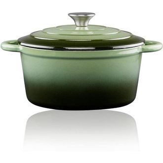 Alpina Cacerola De Hierro Fundido Esmaltado Color Verde 3,8 L, &Oslash;24 X 11,8 Cm