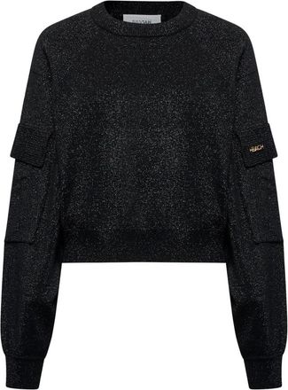 Silvian Heach Zwarte top met lage schouder - Dames - Ronde hals truien - Zwart - L - Wol - Truien & Vesten