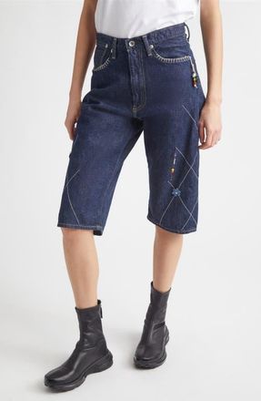 Kuro Handscape Denim Bermuda Shorts in Indigo at Nordstrom, Size 29