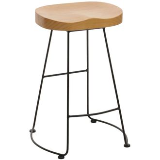 Hhg Nunca Usado] Taburete De Bar Hhg 972, Taburete De Bar Taburete De Mostrador Taburete De Cocina, Reposapi&eacute;s Metal Industrial Madera Maciza Estructura 3