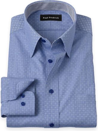 Paul Fredrick Non-iron Cotton Solid Dress Shirt With Contrast Trim