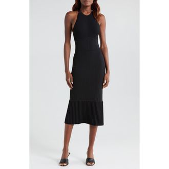 L'agence Kim Pleat Hem Knit Dress in Black at Nordstrom Rack, Size Large