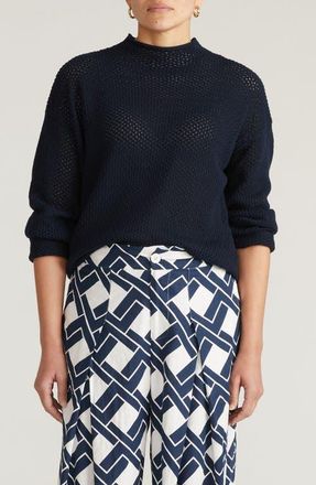 Universal Standard Positano Cotton Pointelle Sweater in Navy Blue at Nordstrom, Size 2Xl