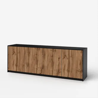 Aqa Credenza Buffet 4 Ante Design Moderno Soggiorno Budapest - Nero