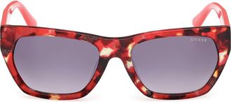 Guess Geometric Sunglasses in Red Havana /Gradient Smoke at Nordstrom Rack