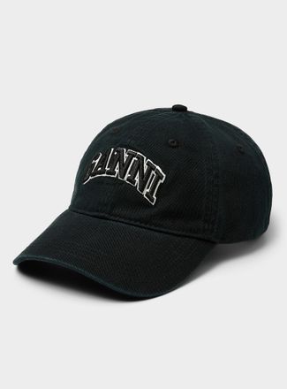 Ganni Womens Embroidered logo black cap