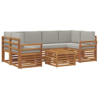 vidaXL Conjunto De Sof&aacute;s De Exterior 7 Pcs Gris Natural Y Claro Vidaxl