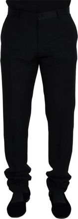 Dolce & Gabbana Elegante Zwarte Wollen Broek - Heren - Slim Fit Broeken - Zwart - 2XL - Wol - Broeken
